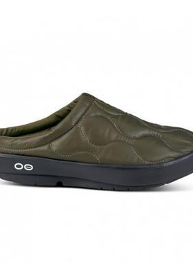 代购Oofos运动拖鞋中性减震支撑足弓缓解疲劳透气波纹纹理深绿色