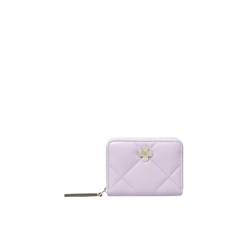 Tory Burch/汤丽柏琦小号金属三叶草多卡位零钱袋绗缝钱包