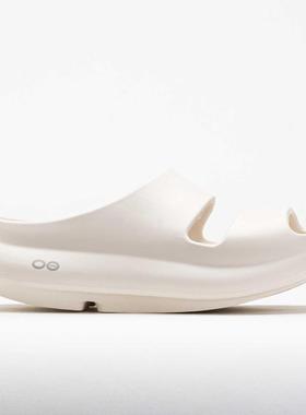 代购Oofos女士拖鞋缓震支撑足弓防臭轻便白色合成材质厚底