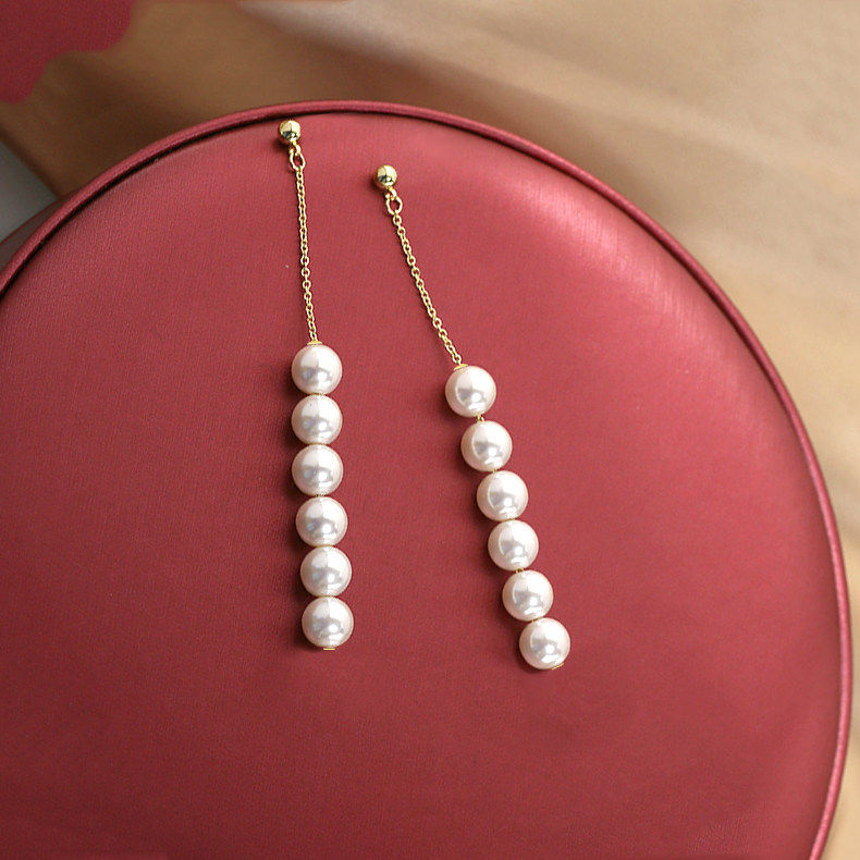 防过敏 关晓彤同款 925纯银针珍珠耳环女流苏长款耳坠配饰品耳钉