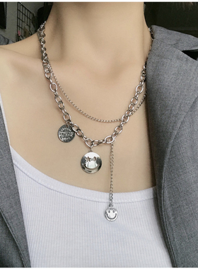 笑脸双层叠戴新款轻奢风毛衣链