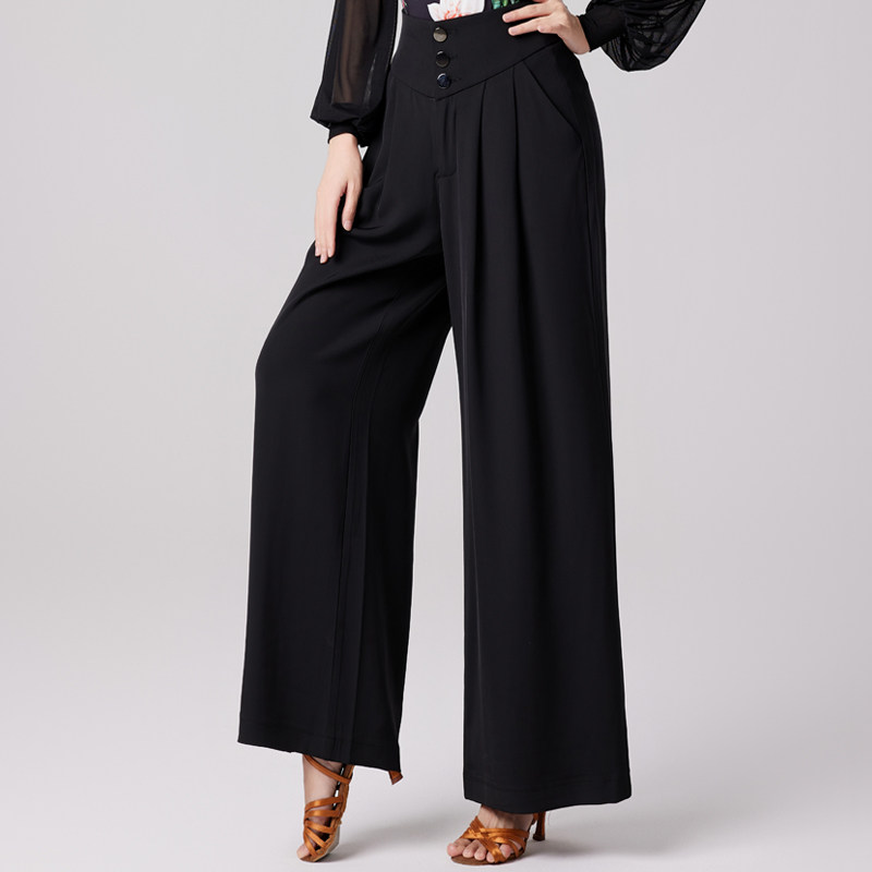 新款女士摩登舞服装高腰显瘦长裤