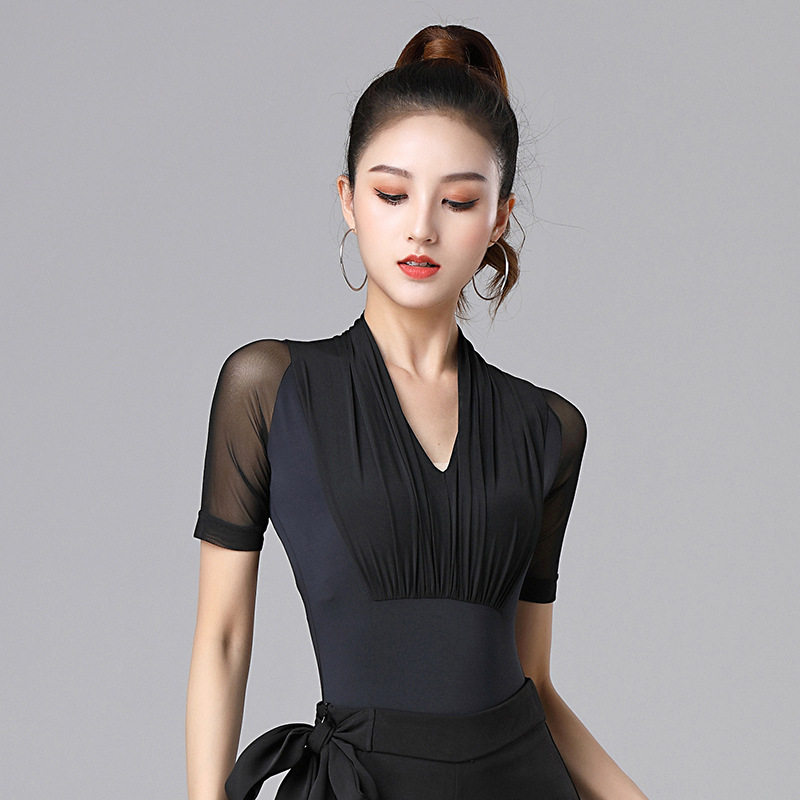 跳交谊舞服装网夏季红拉丁舞服上
