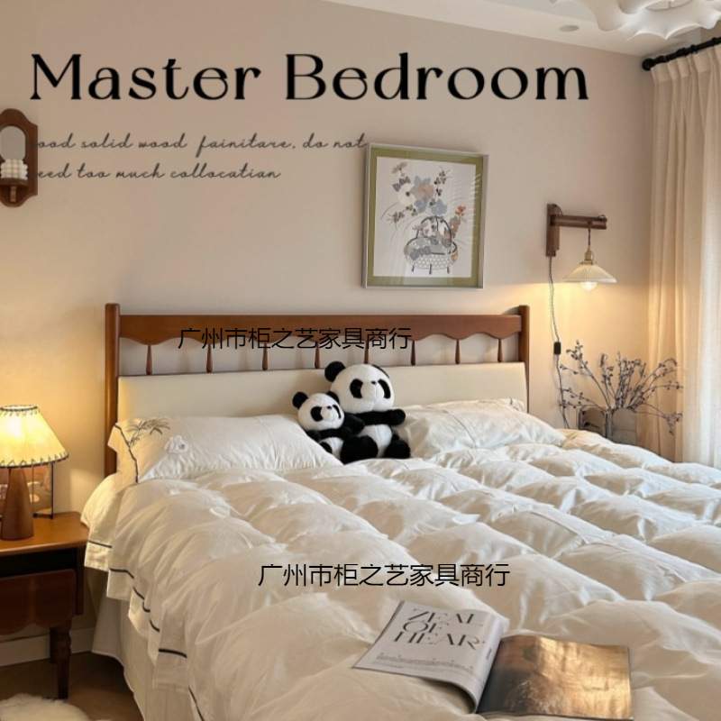 法式全实木床涟漪床1.5m双人主卧1.8单人复古民宿床经济型家具