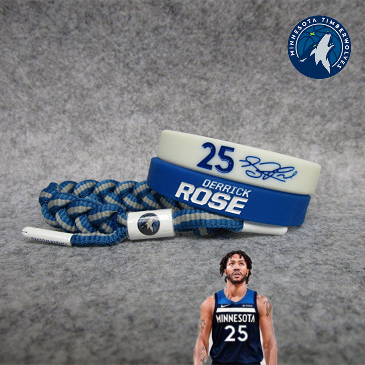 罗斯森林狼球星25号珍藏签名夜光手环 硅胶运动腕带球迷用