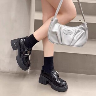 英伦风真皮复古乐福鞋女2026春季新款粗跟增高显瘦软底百搭小皮鞋