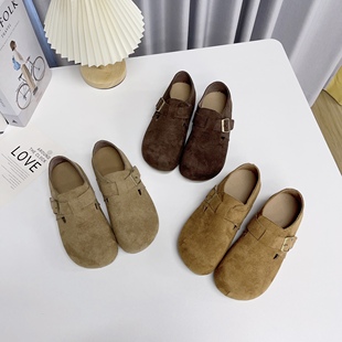 女2025秋季 女外穿豆豆鞋 新款 懒人单鞋 博肯鞋 内增高全包勃肯鞋