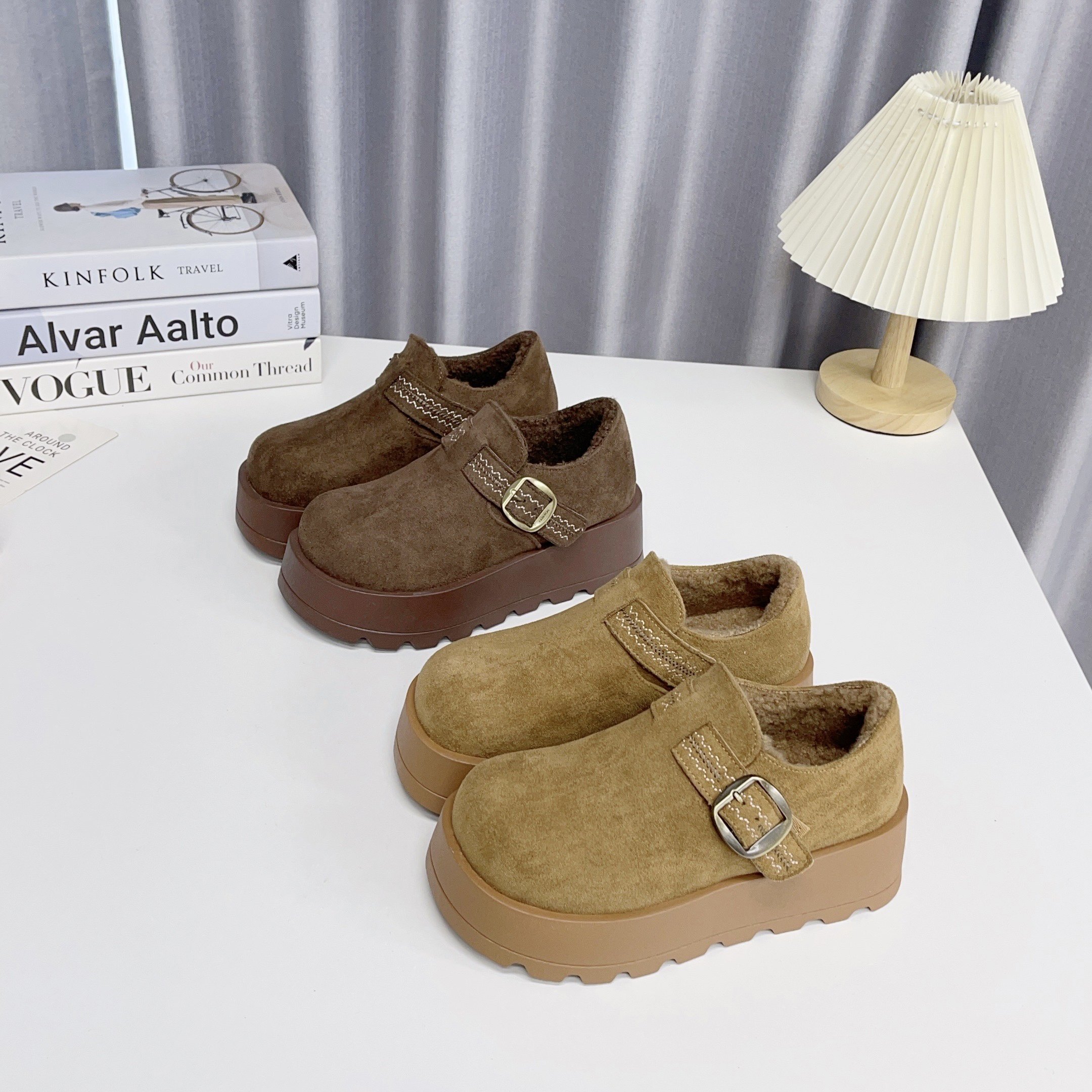 2025冬季休闲加绒厚底勃肯鞋女魔术贴增高百搭乐福鞋,女鞋,勃肯鞋/软木鞋,淘宝优惠券,粉丝福利购,淘宝优惠卷