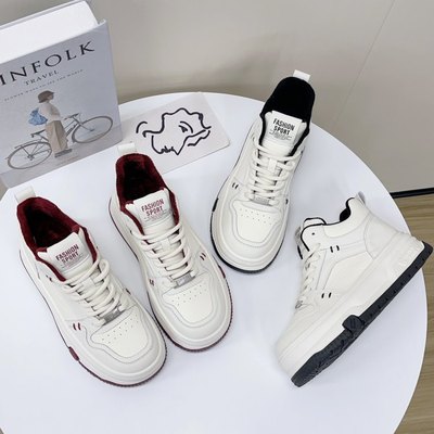 2025冬季新款真皮厚绒高帮系带鞋