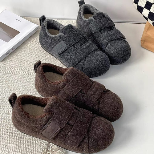 加绒保暖女款魔术贴勃肯懒人鞋