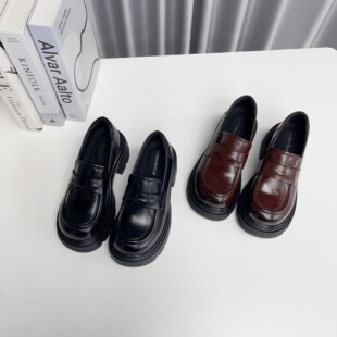 2026热销厚底乐福鞋女春季百搭黑色学院风jk小皮鞋粗跟松糕底单鞋