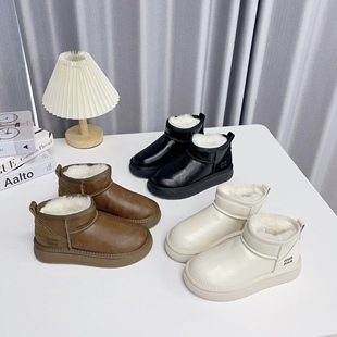 真皮厚底雪地靴女冬季加绒保暖防滑舒适百搭短靴棉鞋