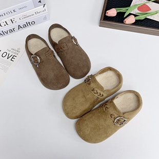 舒适百搭休闲鞋 女一脚蹬懒人鞋 麦穗加绒勃肯鞋 2025秋冬新款