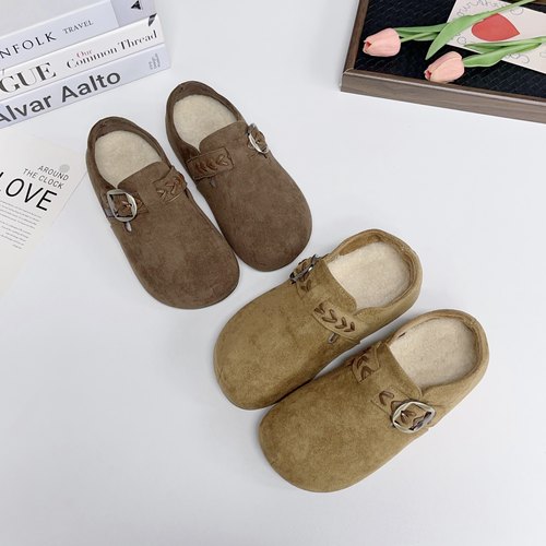 秋冬加绒麦穗女勃肯鞋一脚蹬