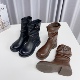 美拉德风皮带扣堆堆靴女秋冬粗跟中筒百搭瘦瘦靴