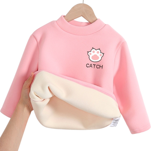 女童保暖上衣秋冬款2024新款儿童冬季加绒内衣A类加厚德绒打底衫