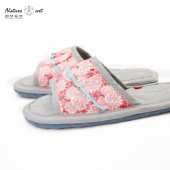 可机洗夏季 然艺布艺拖鞋 居家地板纯棉布底静音男女款 懒人37情侣38