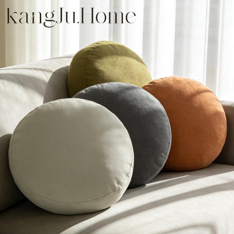 2025款简约圆形抱枕靠垫沙发客厅绒面家居卧室装饰麂皮绒抱抱枕头