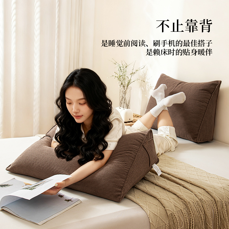 美拉德风床头靠垫软包灯芯绒秋冬榻榻米飘窗沙发靠枕客厅卧室靠枕