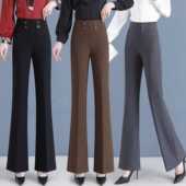 裤 直筒微喇裤 子鱼尾西装 松紧腰弹力显瘦垂感休闲长裤 女2025春新款