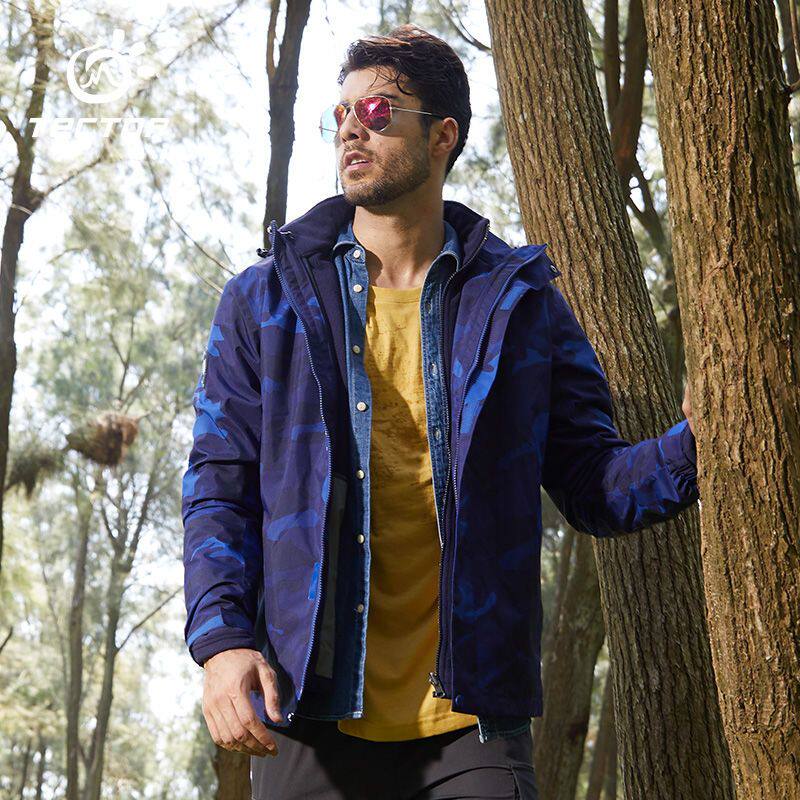 探拓户外冲锋衣男女三合一迷彩外套加绒加厚防风防水保暖2021新款