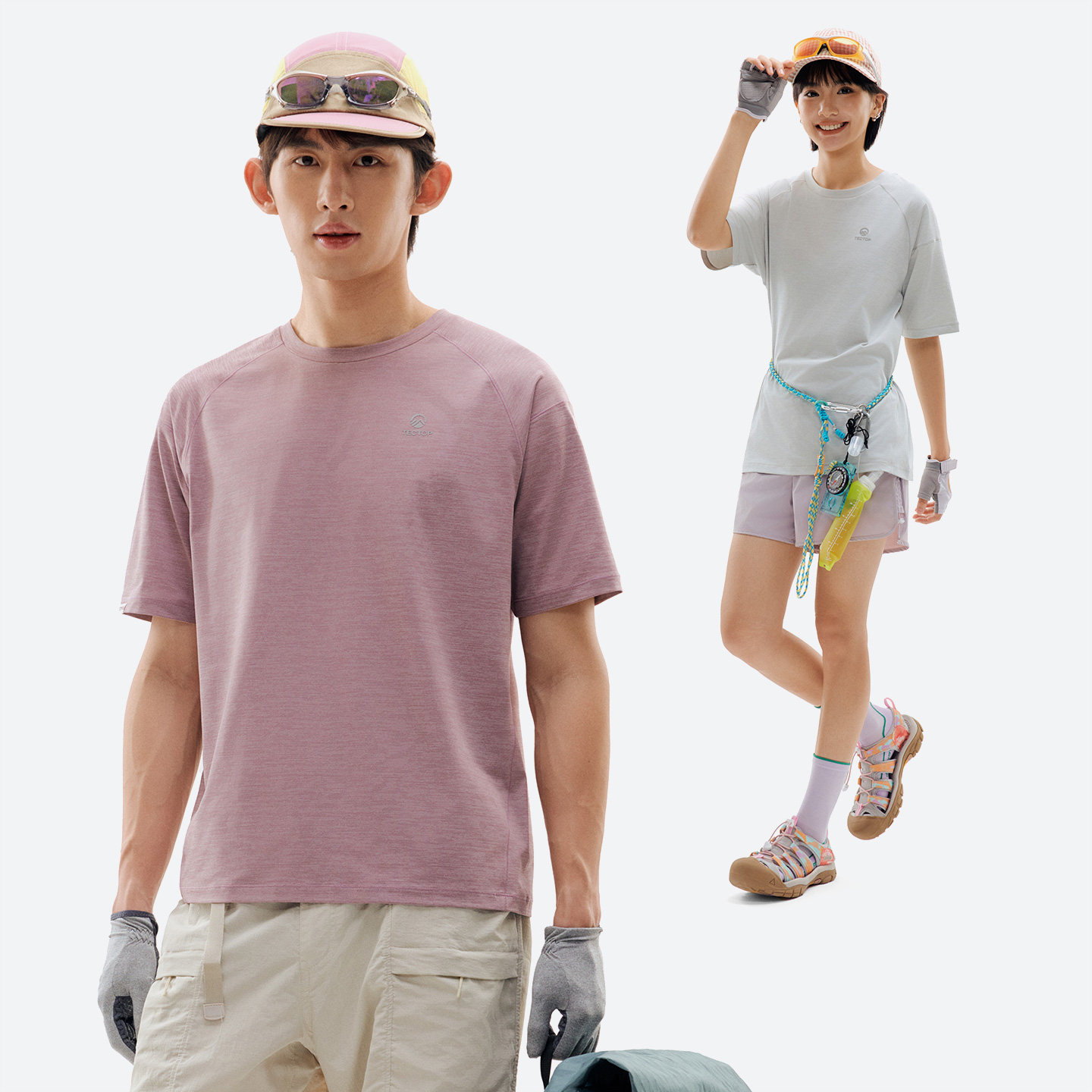 探拓情侣圆领速干T恤男女宽松