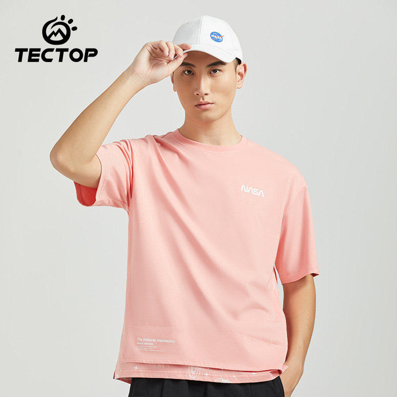 TECTOP/探拓NASA联名款休闲纯色t恤男夏季速干衣短袖轻薄棉质上衣