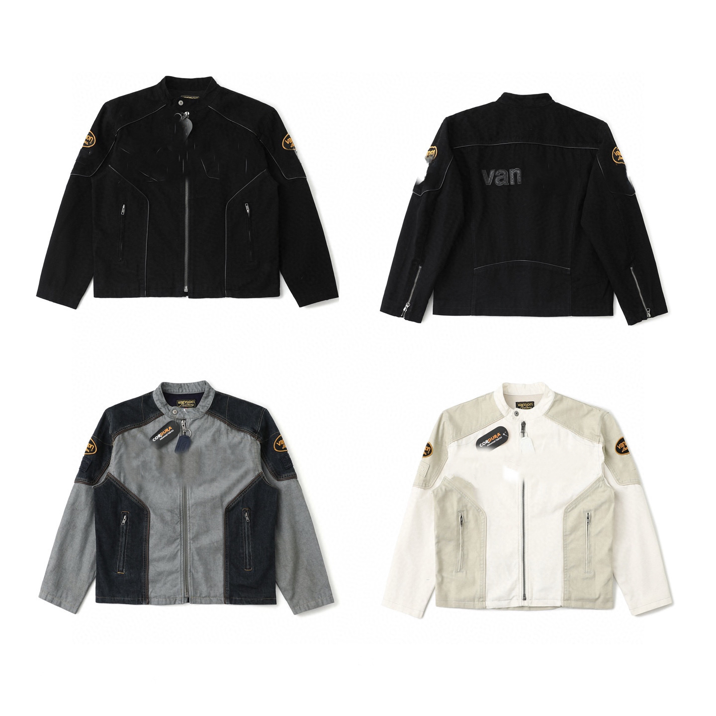 Vanson  联名款 SS25 WEEK13  Jacket 皮革徽标贴花拼接夹克外套