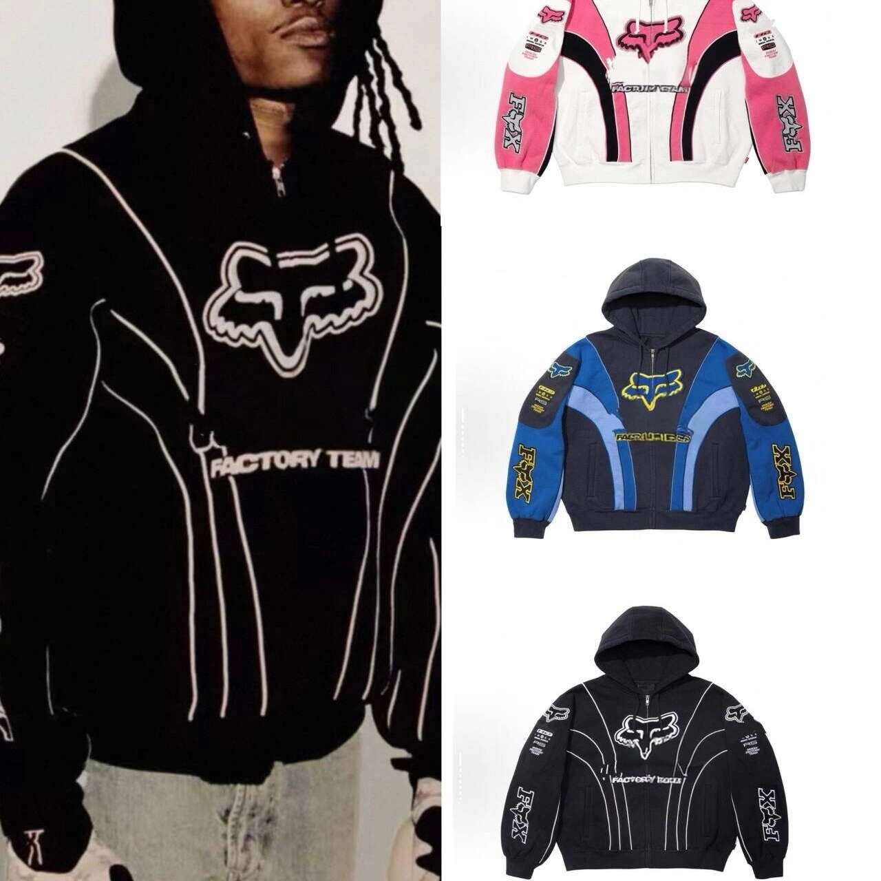 Fox FW25 Hooded Sweatshirt logo刺绣图案拉链连帽卫衣外套