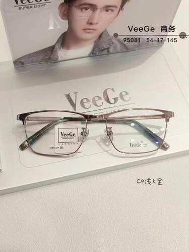 VeeGe纯钛眉毛眼镜V格精品镜架近视镜架商务男款时尚全框V-95081