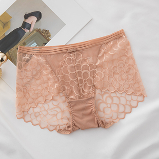 性感柔软网纱蕾丝中高腰无痕速干舒适 蝶安芬女平角内裤 满2条 包邮