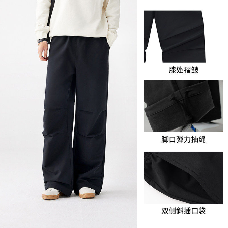361运动裤男秋冬伞兵裤宽松直筒休闲长裤抓绒保暖防泼水工装裤子