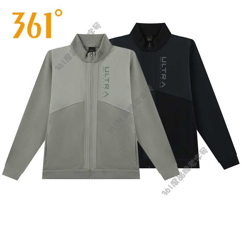 361度男装保暖运动服2025秋季新款开襟毛衫外套休闲上衣运动毛衣