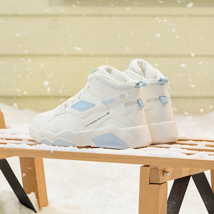 361度女鞋加绒运动板鞋2025冬款休闲高帮棉鞋防滑革面保暖加毛鞋