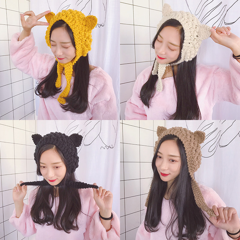 秋冬可愛貓咪耳朵毛線耳罩耳暖軟妹護耳帽保暖耳罩針織套頭帽子女在類目 服飾配件/皮帶/帽子/圍巾, 耳套中 - 來自Buy2taobao.com提供專業的淘寶代購服務