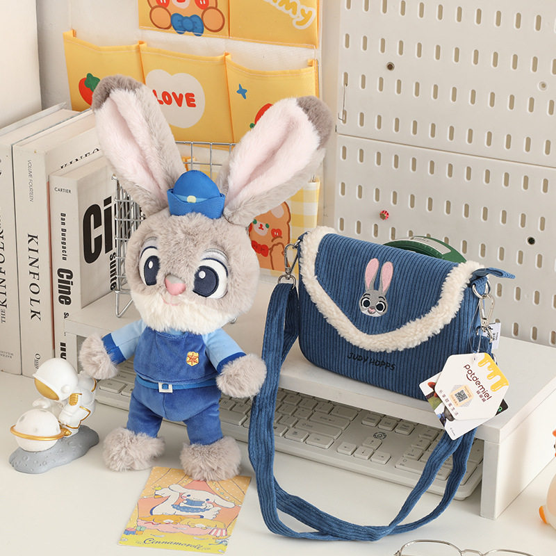 跨境迪士尼正版授权疯狂动物城朱迪毛绒公仔斜挎包可拆卸公仔玩偶