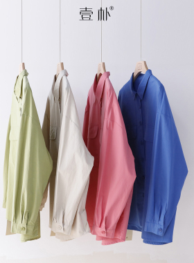 春季新款韩系风格宽松大口袋长袖衬衫 百搭休闲外套上衣 5SP659