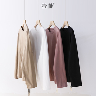 上衣 文艺炒色做旧宽松百搭休闲打底衫 YZ2515 T恤 简约圆领长袖