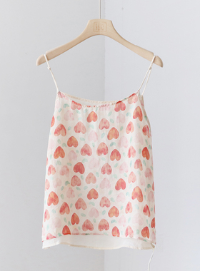 夏季新款数码印花宽松显瘦苎麻女背心 打底盘扣吊带上衣 4SP231