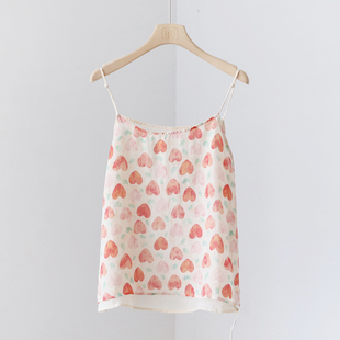 印花宽松显瘦苎麻女背心 夏季 新款 数码 4SP231 打底盘扣吊带上衣