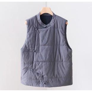 常熟新中式夹棉马甲女外穿文艺复古盘扣立领马夹背心 3SP57