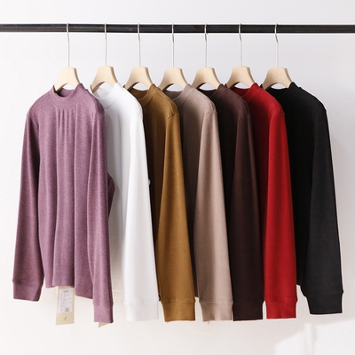 秋季小立领纯色弹力长袖打底衫百搭上衣 5161TK【胸围104 衣长63