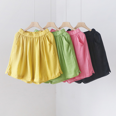 1021706 壹朴原创2023夏季多巴胺女孩双层苎麻短裤热裤 YF22310