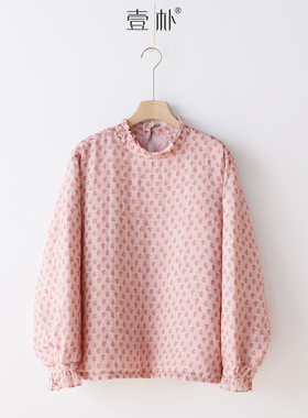 减龄清新花边木耳领苎麻加棉小棉衣棉服衬衫 3SP97A-1