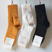 袜神出品进口高品质纯棉中高筒秋冬季 女袜子黑白色简约运动短袜