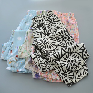 儿童棉绸防蚊裤薄款男童人造棉裤子宝宝长裤女童透气灯笼裤中大童