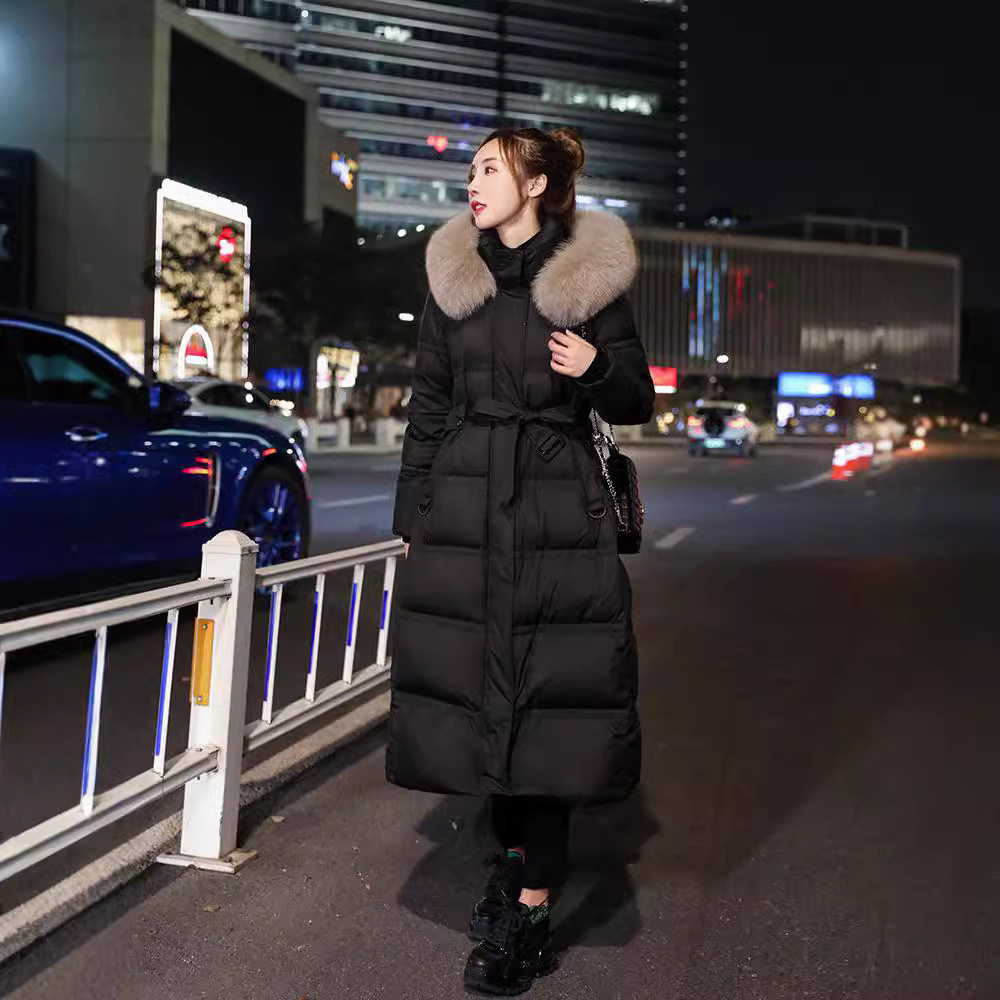 2025冬季新款白鸭绒长款羽绒服小个子收腰显高显瘦保暖加厚外套女