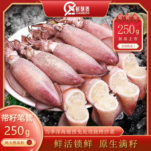 【体验装】满籽鲜活冷冻满膏笔管鱼墨鱼仔鱿鱼海鲜水产250g*10袋