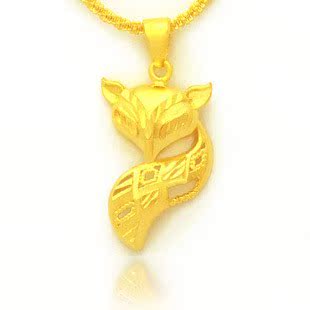 黄铜镀金狐狸吊坠24K假黄金沙金时尚精美女人女士项链坠不褪色
