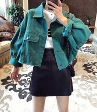 百搭排扣阔型短外套女 牛仔外套女宽松2019秋新款 牛仔衣女夹克韩版